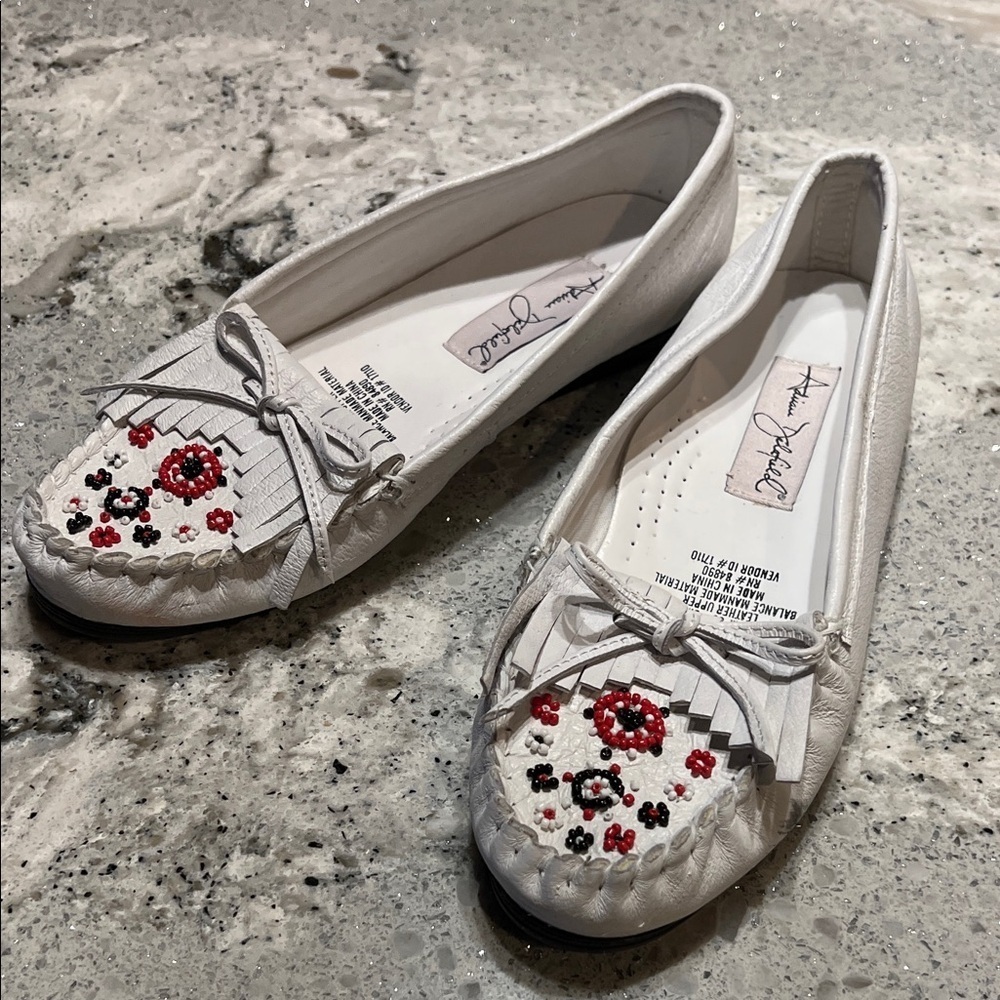 Adrian Dilafield White Leather White Moccasins Size 6 - Picture 10 of 10